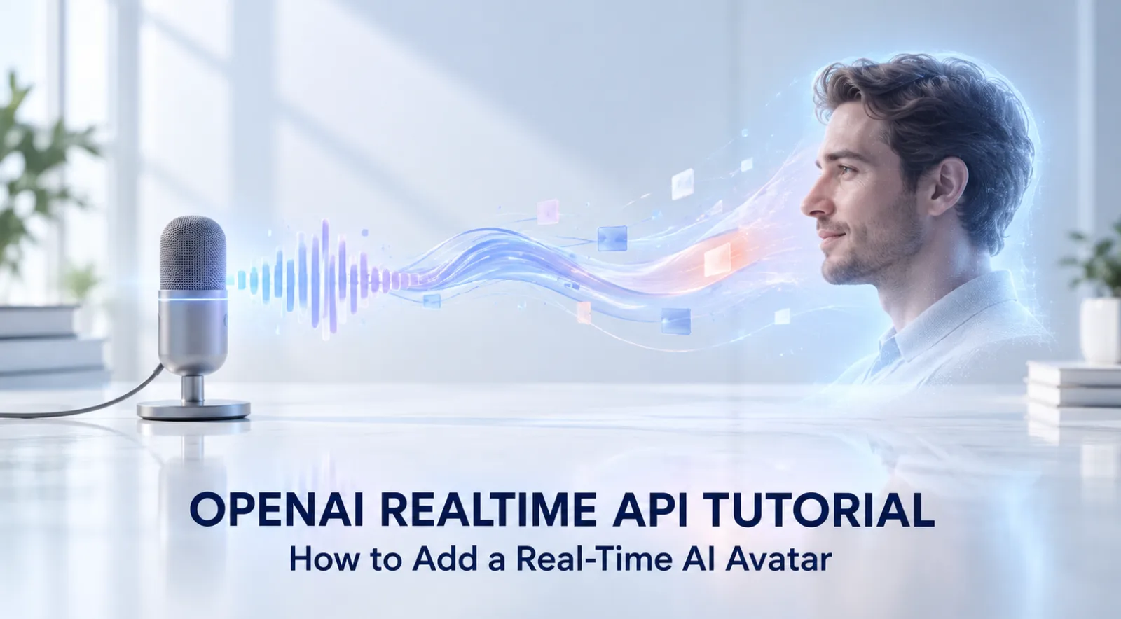Microphone audio flowing into a real-time AI avatar in an OpenAI Realtime API architecture